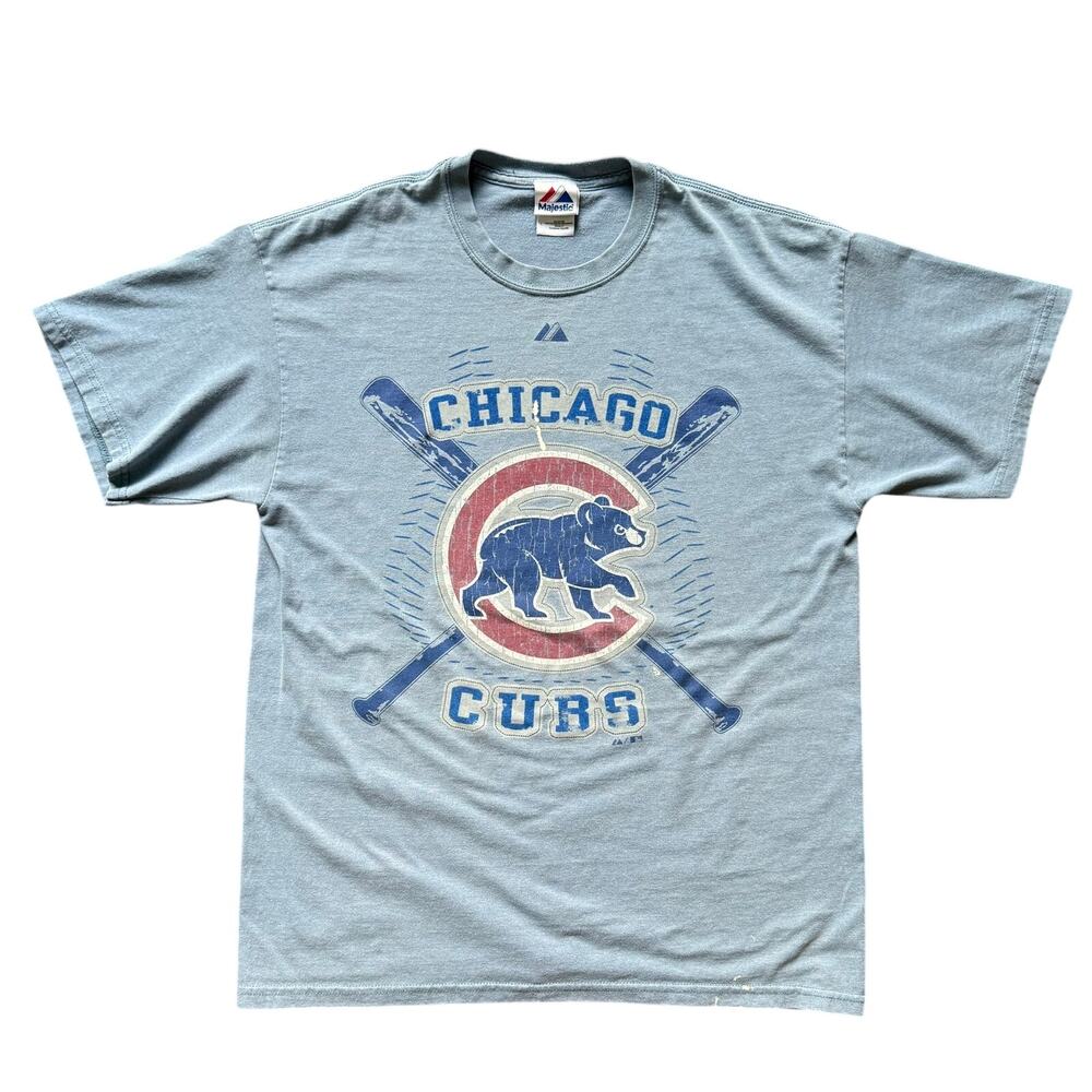Vintage Majestic Chicago Cubs T-Shirt Men’s Large Blue Graphic Tee